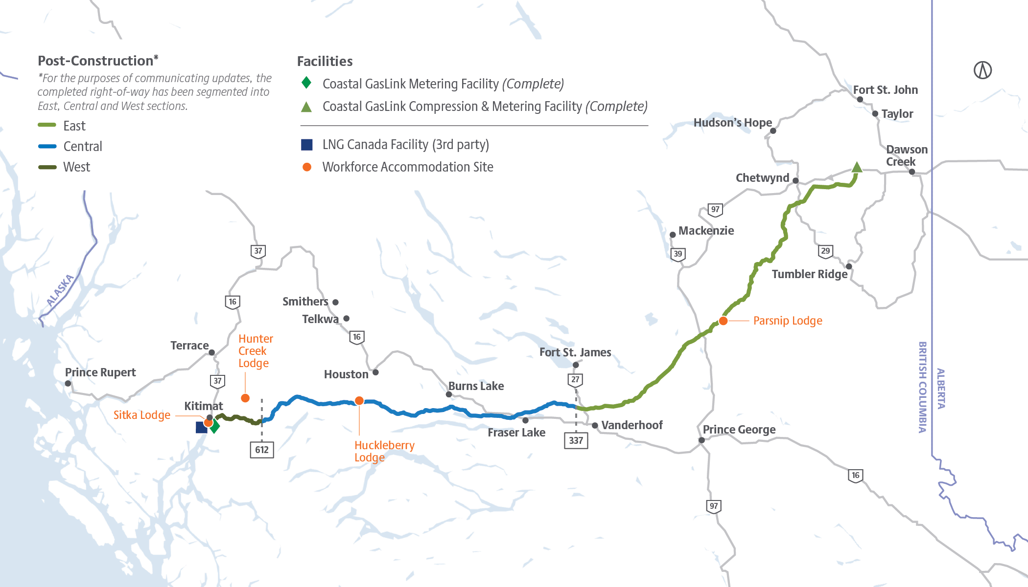 Coastal GasLink post-construction map