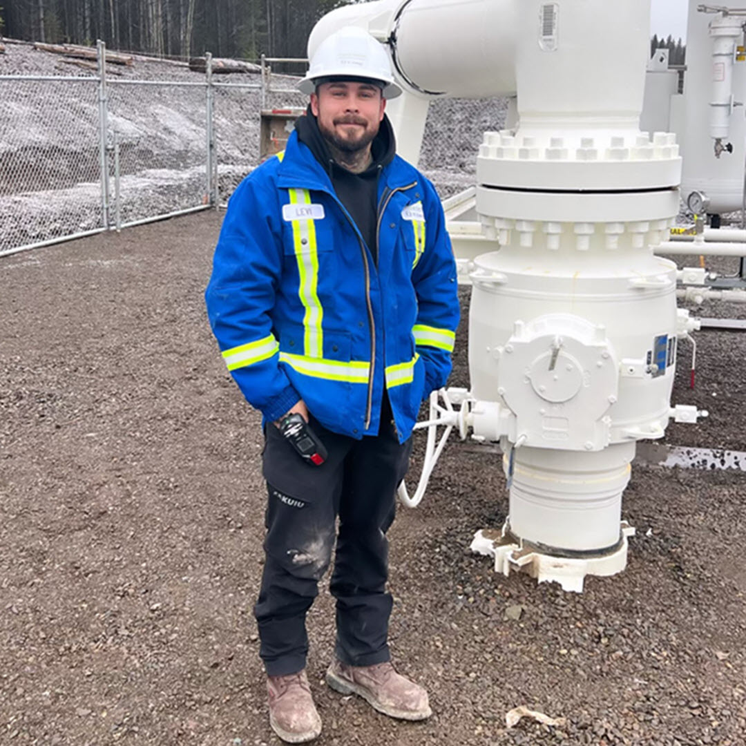 Levi pictured at mainline block valve 15 near Houston, B.C.