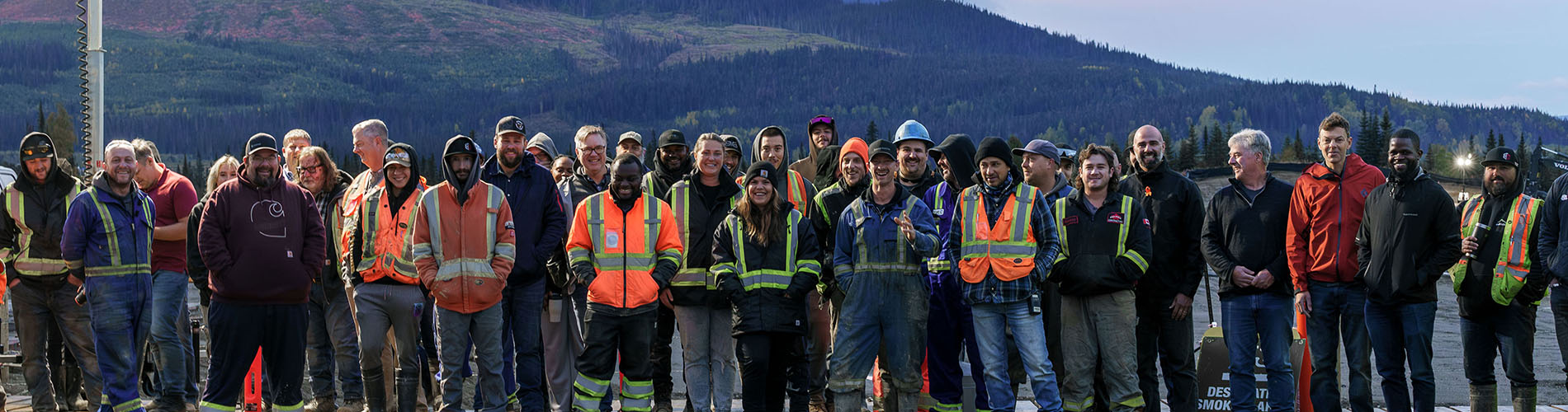 Coastal GasLink construction crew on Mount Bracey Compressor Station in British Columbia.